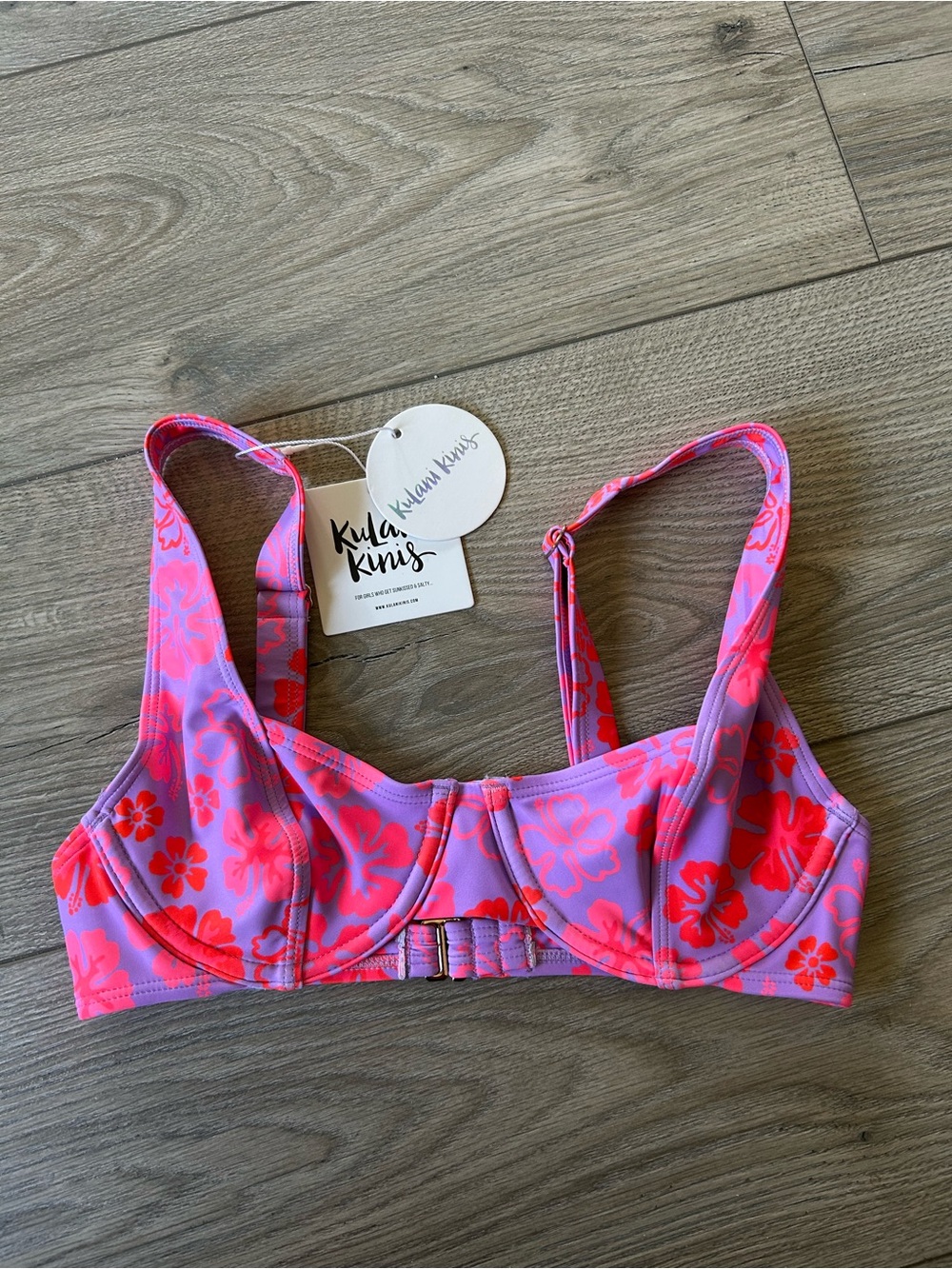 KULANI KINIS - Cherry Berry Underwire Bralette Bikini Top Size XS New